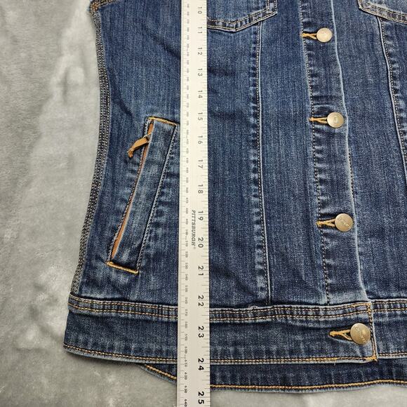 Carhartt Vest Womens M Blue Sleeveless Stretch Denim Jacket Grunge Outdoors Y2K - Picture 8 of 9